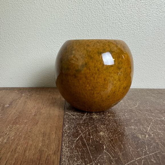 Haeger USA Macomb IL MCM Mottled Orb Vase Planter Brown Speckled Golden Decor - Picture 5 of 9